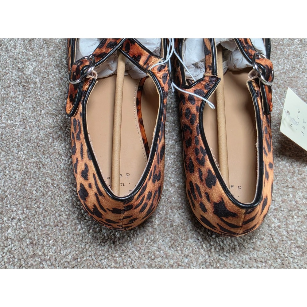 A New Day Tamsin Leopard Print Mary Jane Flats Brown Black Size 11 NWT - Picture 5 of 6